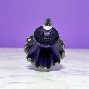 Vintage Hand Blown Purple Glass Scent Bottle Signed 4.25" ICCAN Gallery CA